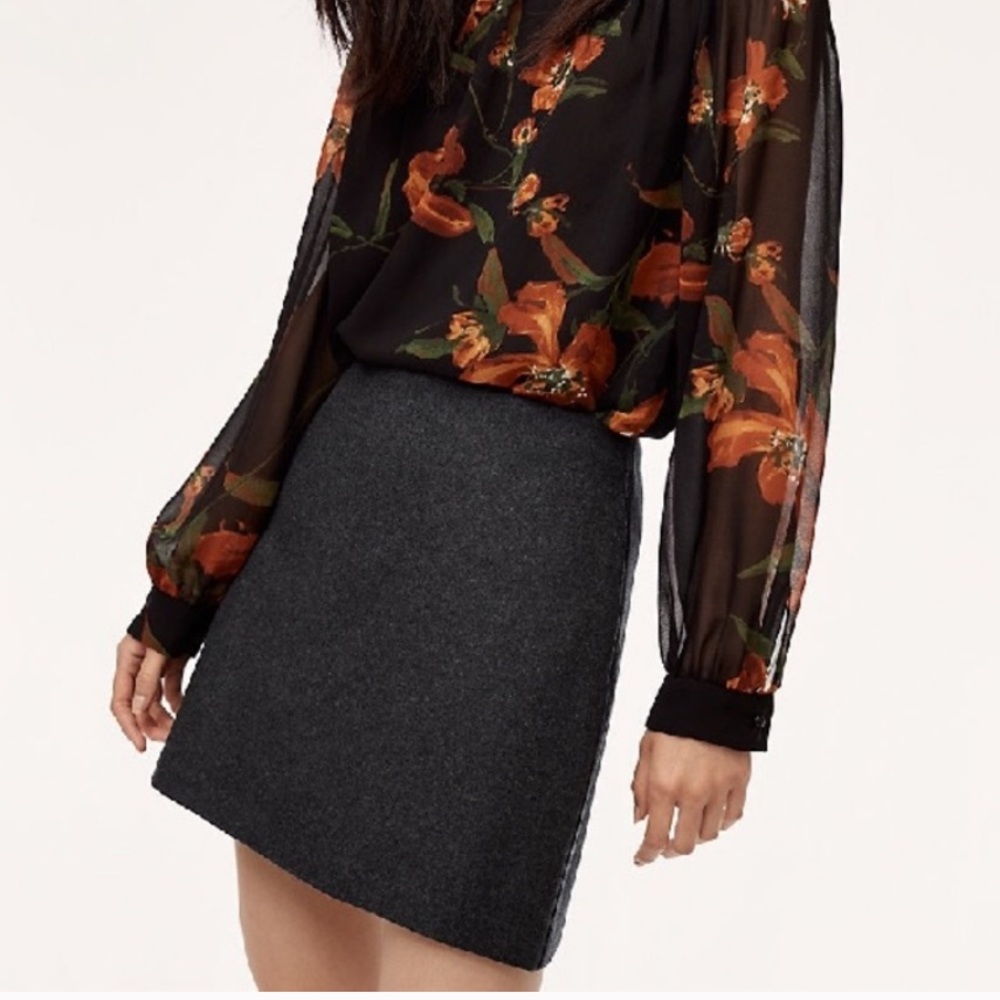 Aritzia Wilfred Essonne Skirt Heather Charcoal, 2